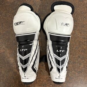 CCM LTP Youth Hockey Shin Pads 9” 23cm White Black Pre Owned